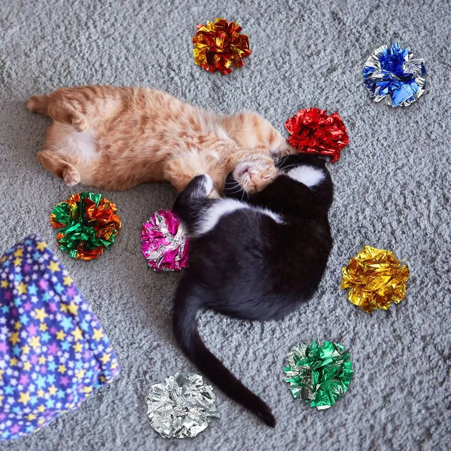 200 Pcs Polyester Film Crinkle Balls Cat Toys 2.36 Interactive Crinkle Ball, Colorful Balls Chew Toy for Cat Chase Ball Toys At