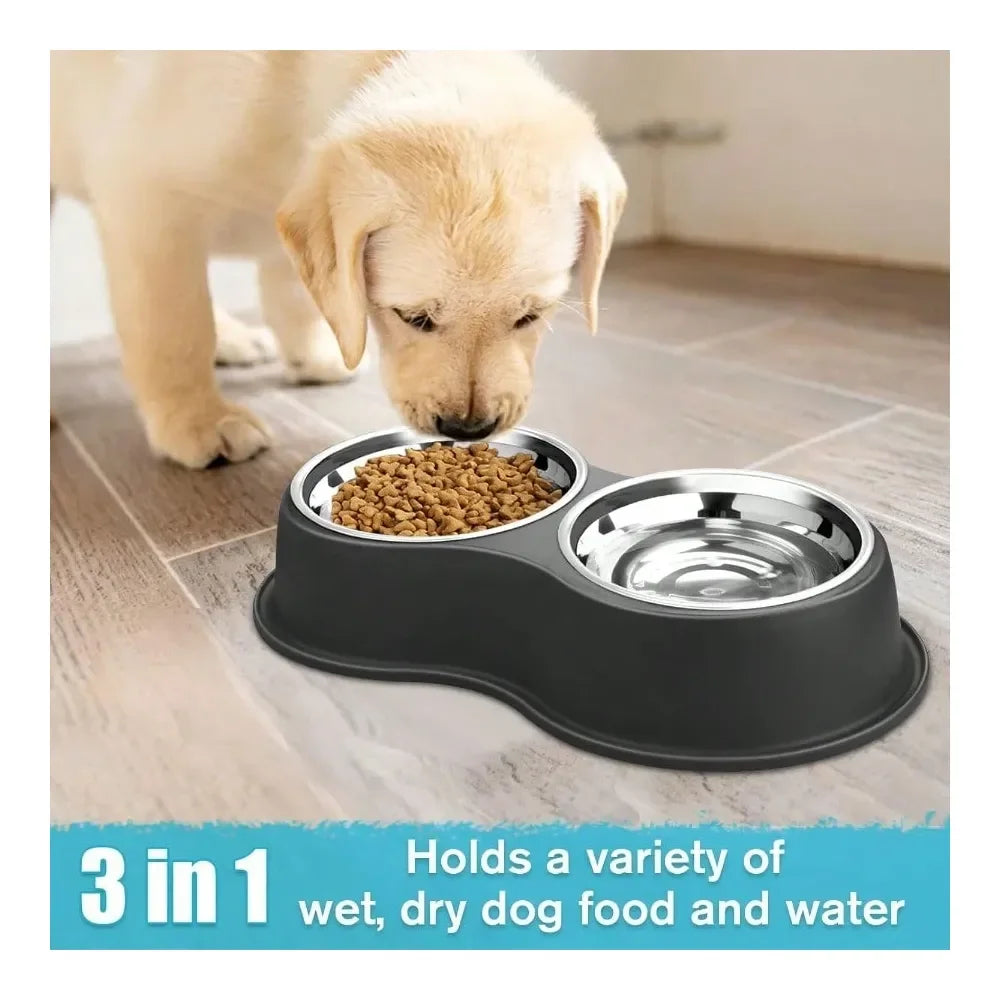 Dog Supplies Dogs Accessories Bowls Double Dog Water And Food Bowl Stainless Steel Bowl With NonSlip Resin Station Pet Feeder Bo