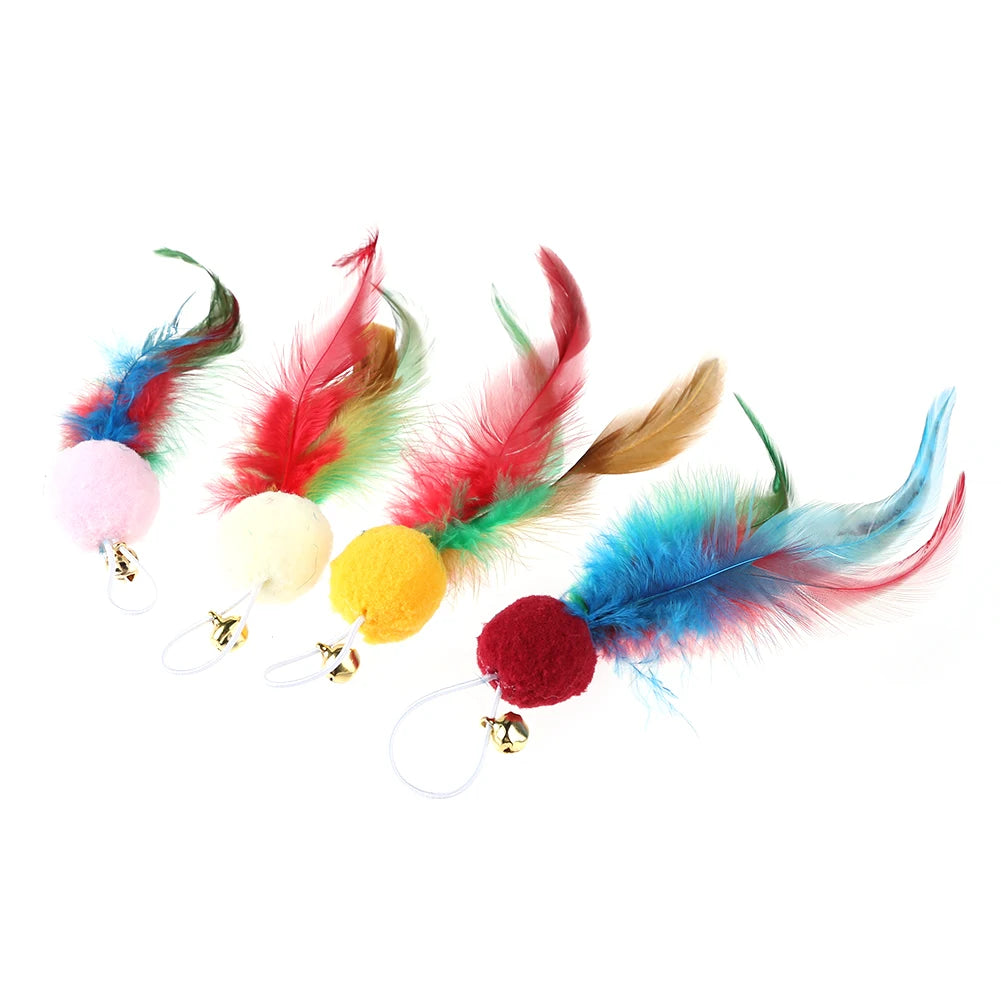 10Pcs Replacement Cat Feather Toys with Bell Cat Teaser Toy Cat Wand Toy Refills Interactive Cat Toys for Indoor Cats