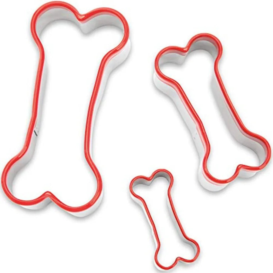 3Piece Dog Bone Cookie Cutters Set for Homemade Dog Treats with Soft PVC Coated Bone Shapes Ideal for Baking Enthusiasts and Pe