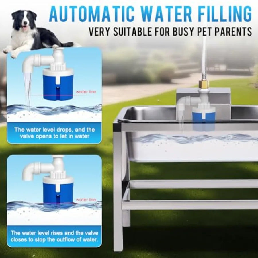 3Gal Automatic Dog Water Bowl Dispenser for Large Dogs Outdoor Elevated Dog Water Bowl with Stand Stainless Steel Pet Waterer w