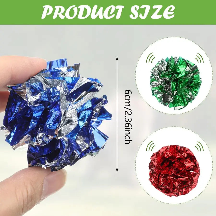 200 Pcs Polyester Film Crinkle Balls Cat Toys 2.36 Interactive Crinkle Ball, Colorful Balls Chew Toy for Cat Chase Ball Toys At