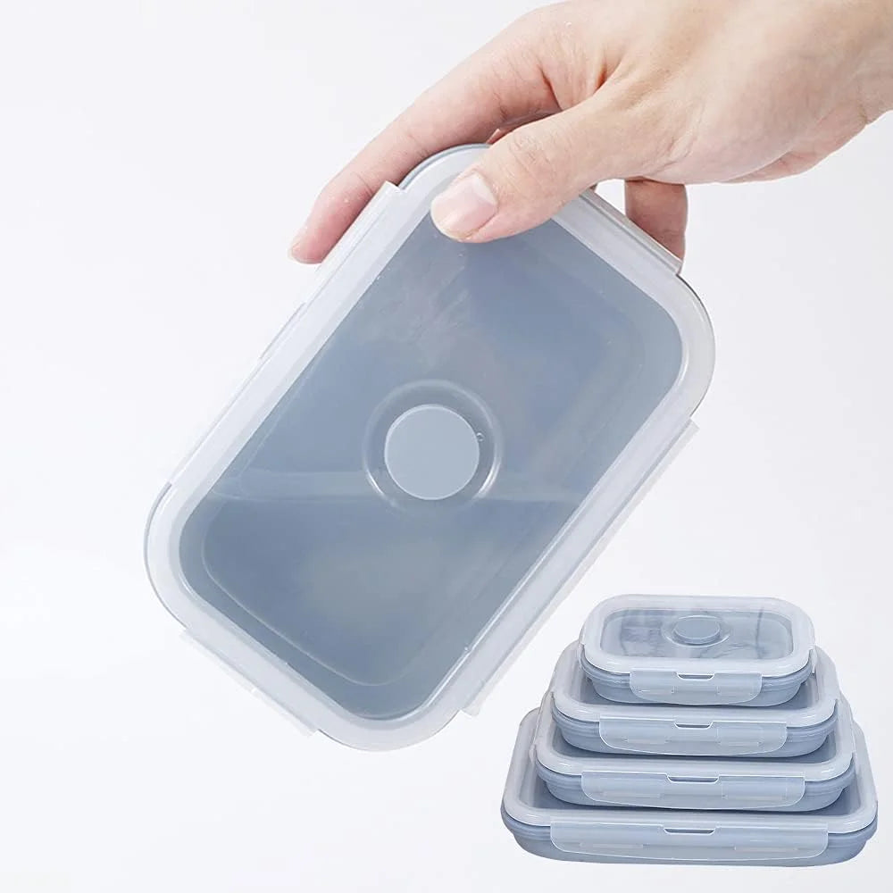 Food Storage Container Airtight Collapsible Food Bowls Silicone Lunch Box for Home Out Travel,350ml 1pcs