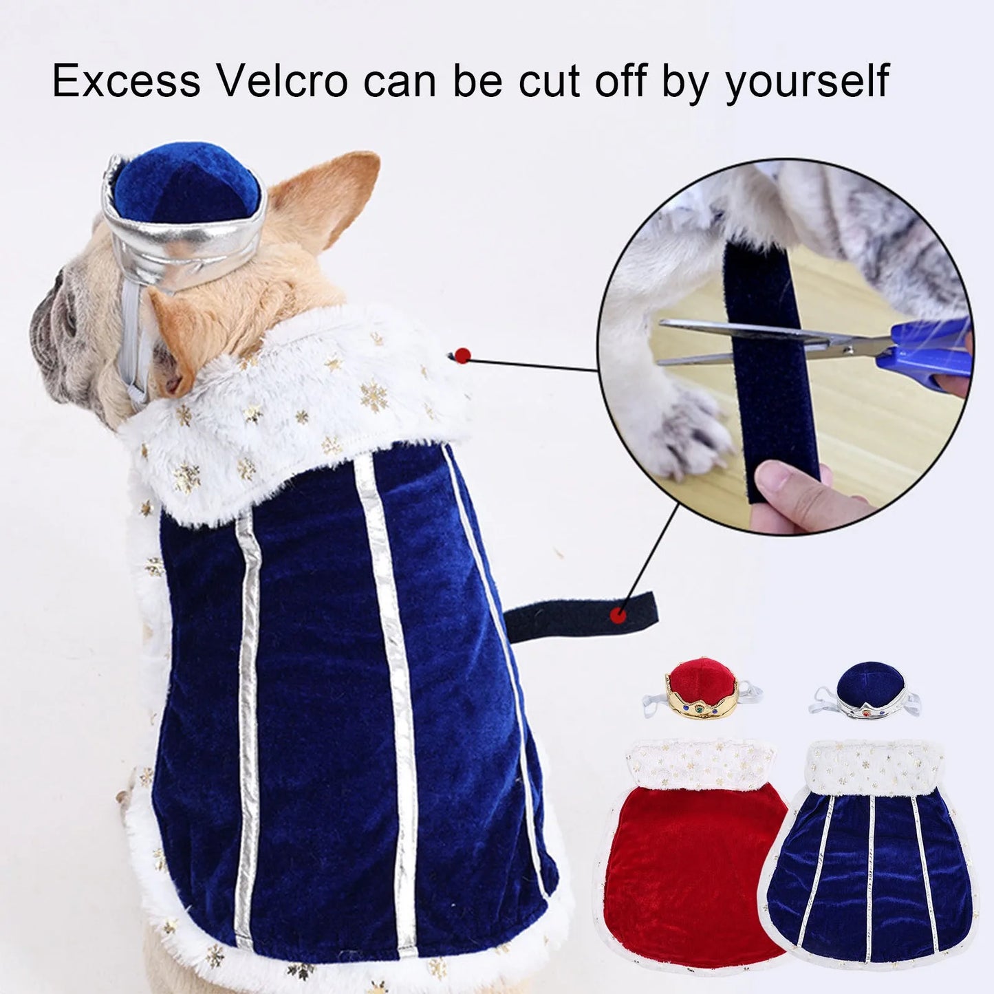 Pet Couple Costume Set for Dogs Cats Halloween Christmas Cosplay Costume with Regal Crowns Hat Capes Dress-Up Your Pet In Style