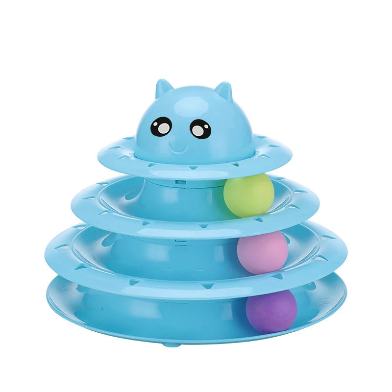 Interactive Cat Toy Tower with Rotating Balls, 3-Level Paw Track for Fun Kitten Play & Pet Supplies