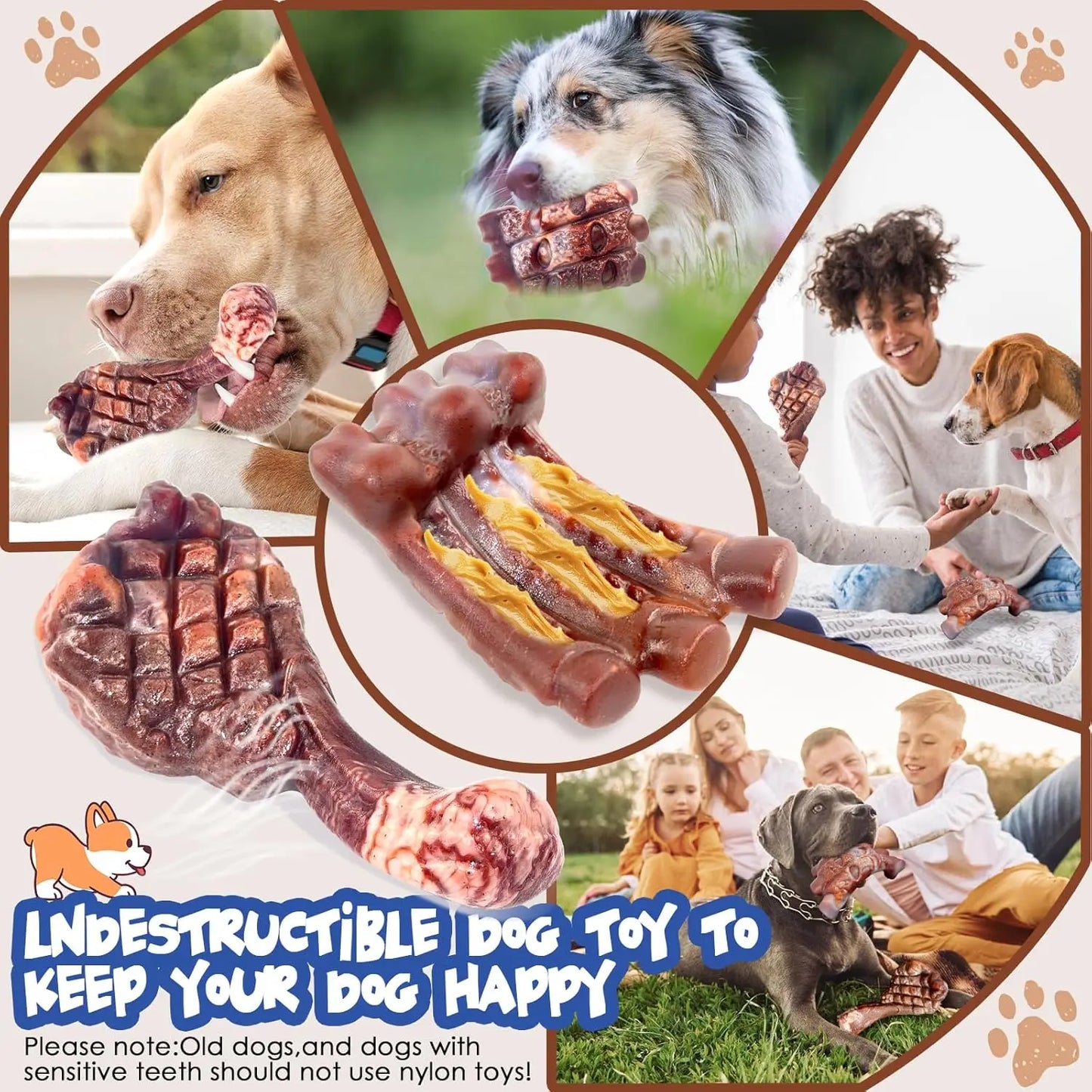2-Pack Tough Nylon Dog Chew Toys: Indestructible for Aggressive Large Breed Chewers, Keeps Them Busy.
