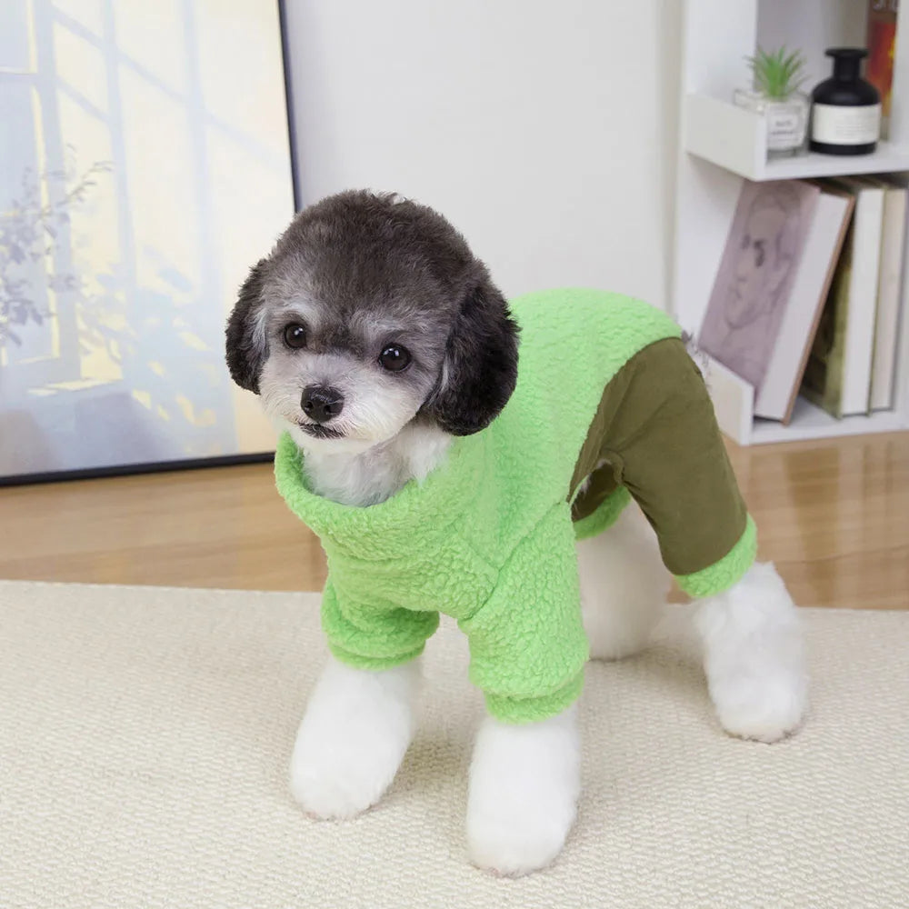 Fashion Dog Sweater for Small Dogs Winter Pet Clothes Warm Fleece Puppy Pajamas Jumpsuit Doggies Outfits for Yorkie Cats Apparel