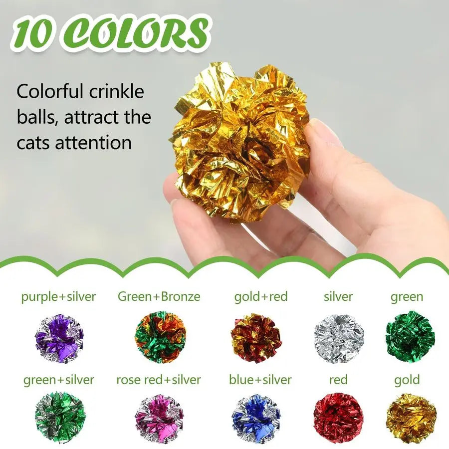 200 Pcs Polyester Film Crinkle Balls Cat Toys 2.36 Interactive Crinkle Ball, Colorful Balls Chew Toy for Cat Chase Ball Toys At