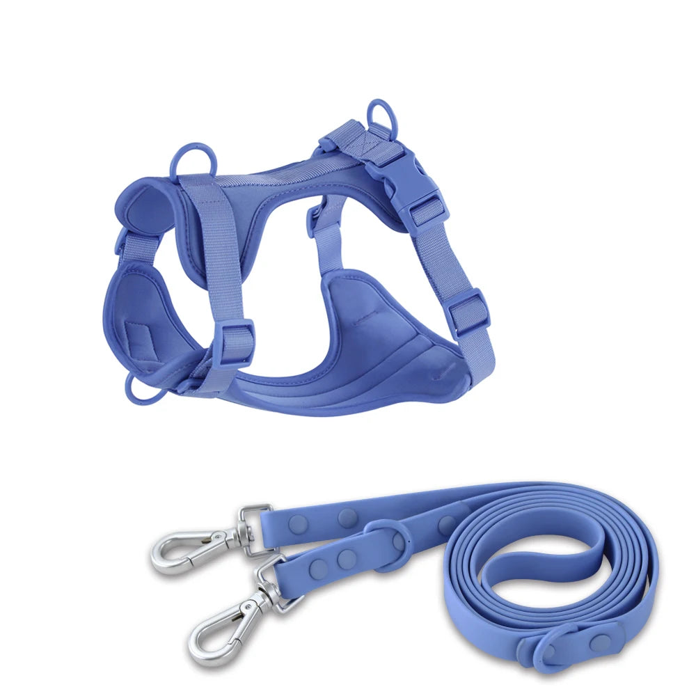 Double Dog Leash PVC Comfortable and breathable Dog Harness and leash set Adjustable Chest Strap Collars-f- Harnesses & Leashes