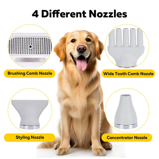 Portable Pet Hair Dryer Dog Grooming Blower -High Velocity Quiet Lightweight 1.2lbs with 3 Speeds for Home Travel Grooming