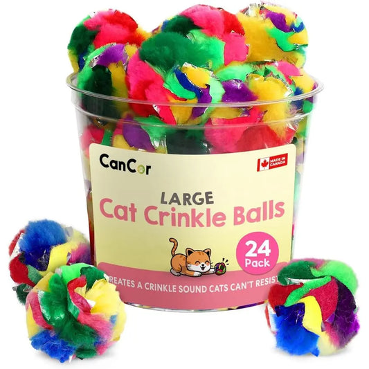 Cat Crinkle Balls 2.5 Inch 24 Pack Soft Lightweight Indoor Cat Toys with Durable Crinkle Build and Engaging Sound