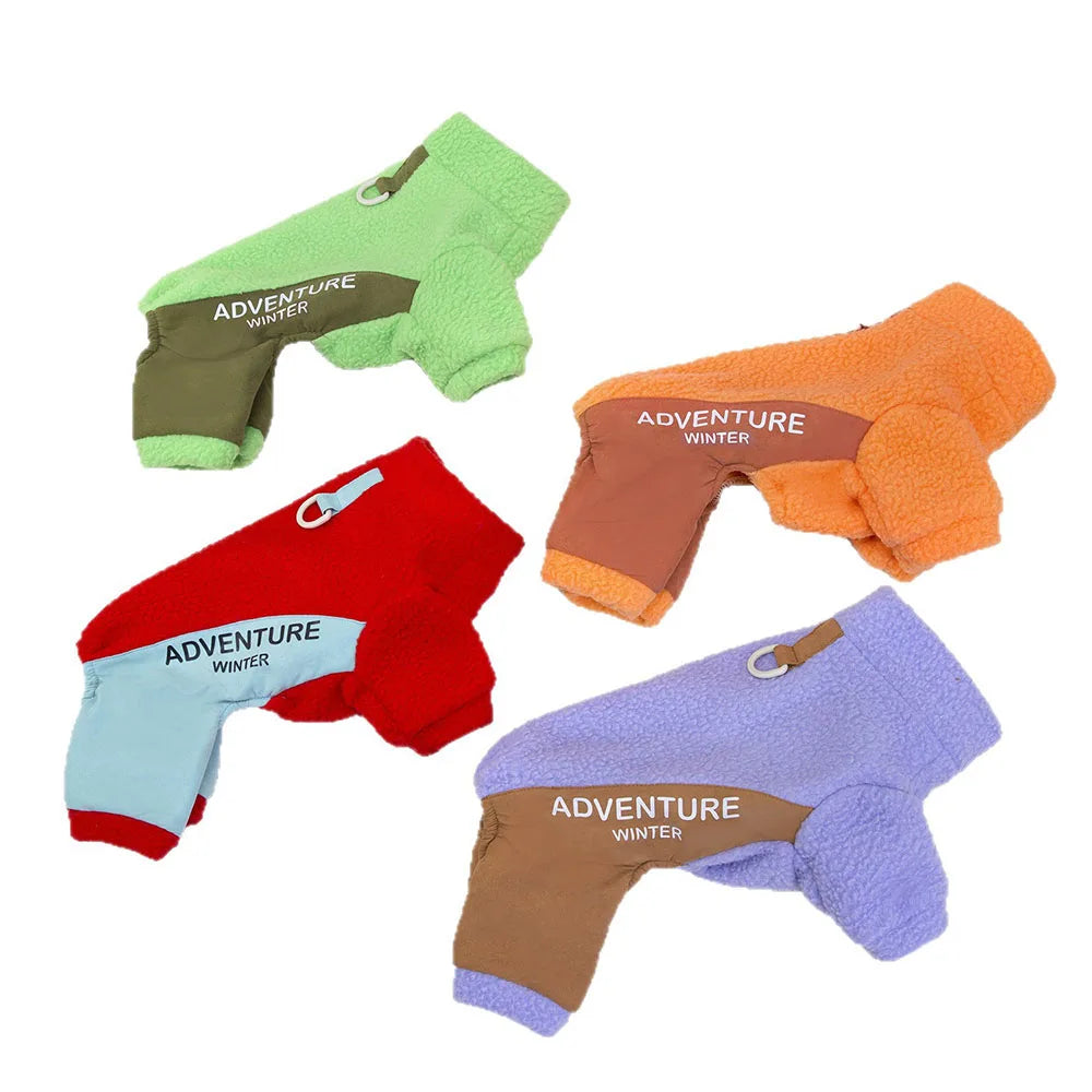 Fashion Dog Sweater for Small Dogs Winter Pet Clothes Warm Fleece Puppy Pajamas Jumpsuit Doggies Outfits for Yorkie Cats Apparel