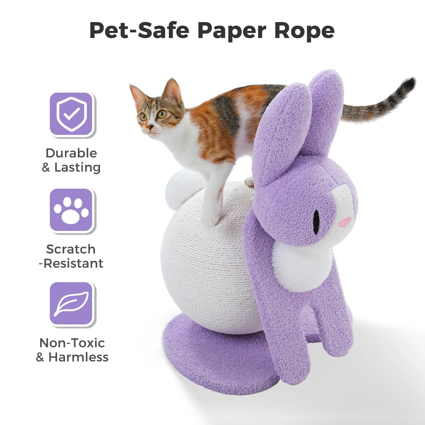 Cute Cat Scratching Posts for Indoor Kitten Large Cat Scratch Ball Rabbit Cat Scratcher Toy with Paper Rope Cat Tree Cat Toys