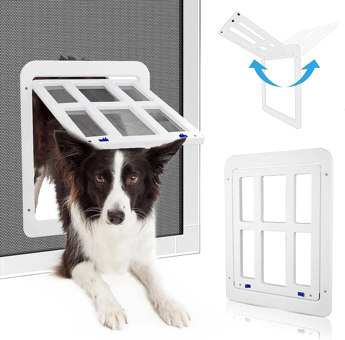 ATUBAN Dog Door for Sliding Door,Lockable Dog Screen Door with Magnetic Closure Easy Install Pet Door for Dogs Cats,11"x13"White