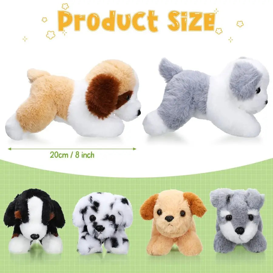 6 Pcs 8 Inch Stuffed Animal Plush Dog Puppy Soft Plush Pillow Toy Fluffy Puppy Set for Kids Girls Dog Theme Party Favor Birthday