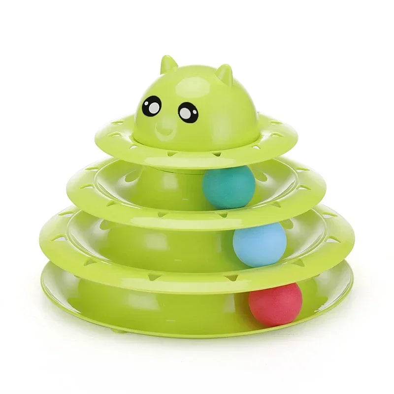 Interactive Cat Toy Tower with Rotating Balls, 3-Level Paw Track for Fun Kitten Play & Pet Supplies