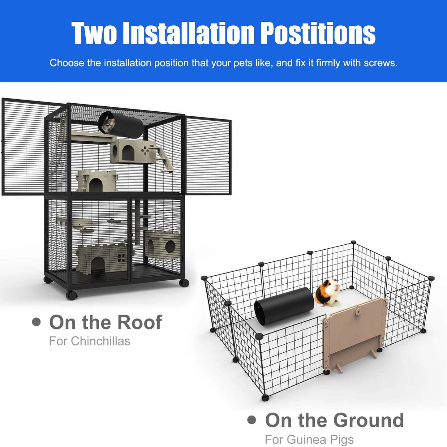 2 Piece Hanging Cooling Tunnel Toys for Cage Hideout Portable Rabbit Tunnels Small Pet Tunnels for Guinea Pig Hamster Chinchilla