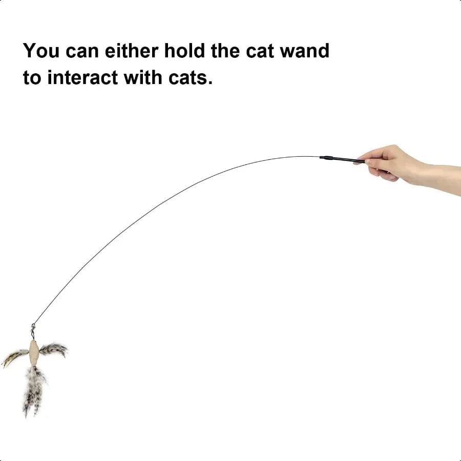 Cat Feather Toys Suction Cup2 Cat Wands 8Pcs Birds and Insects Dragoy Grasshopper Simulation Feather Refills with Bells Interac