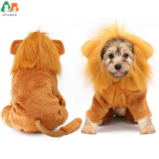 ATUBAN Dog Lion Costume Pet Clothes for Party Simulation Lion Pet Outfits,Cosplay Dress up Pet Lion Hoodie Cat Costume for Party