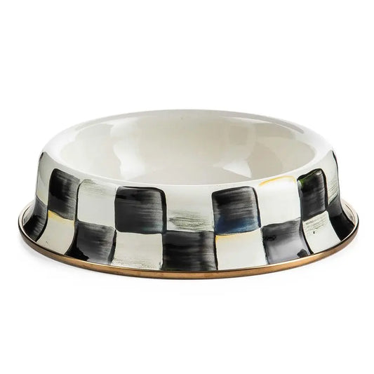 Pet Bowl, Cute Cat and Dog Bowl for Food and Water, BlackandWhite Courtly Check, Small