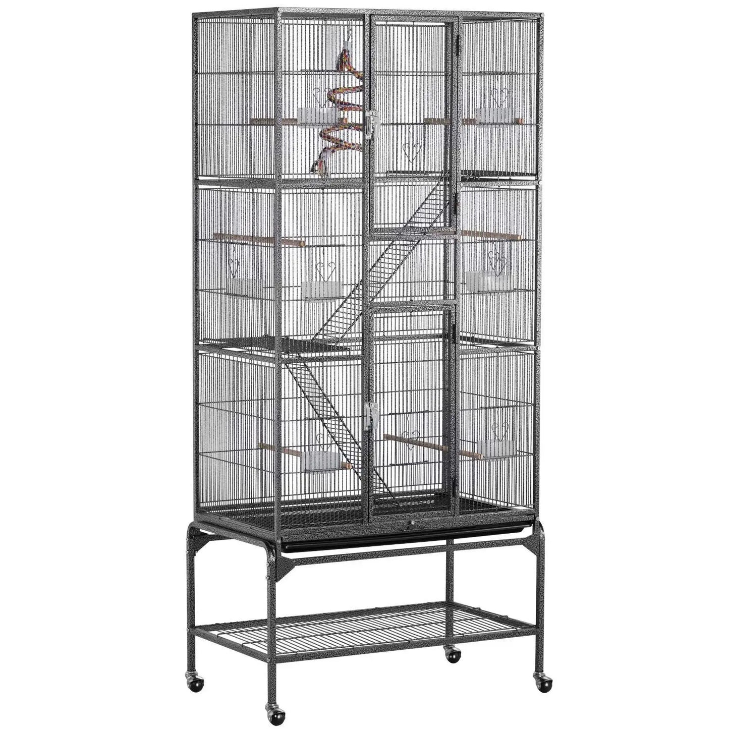 69-Inch Extra Large Wrought Iron 3 Levels Ferret Chinchilla Sugar Glider Squirrel Small Animal Cage with Cross, Customized