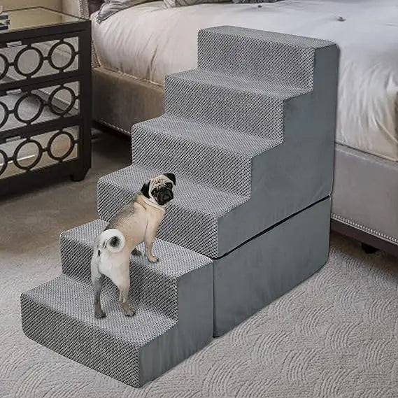 Dog Stairs for High Beds 30-36 inches Tall, 6-Step Pet Stairs/Steps for Small Large Dogs, 30D Foam Pet Dog Steps for Bed 32-36 i