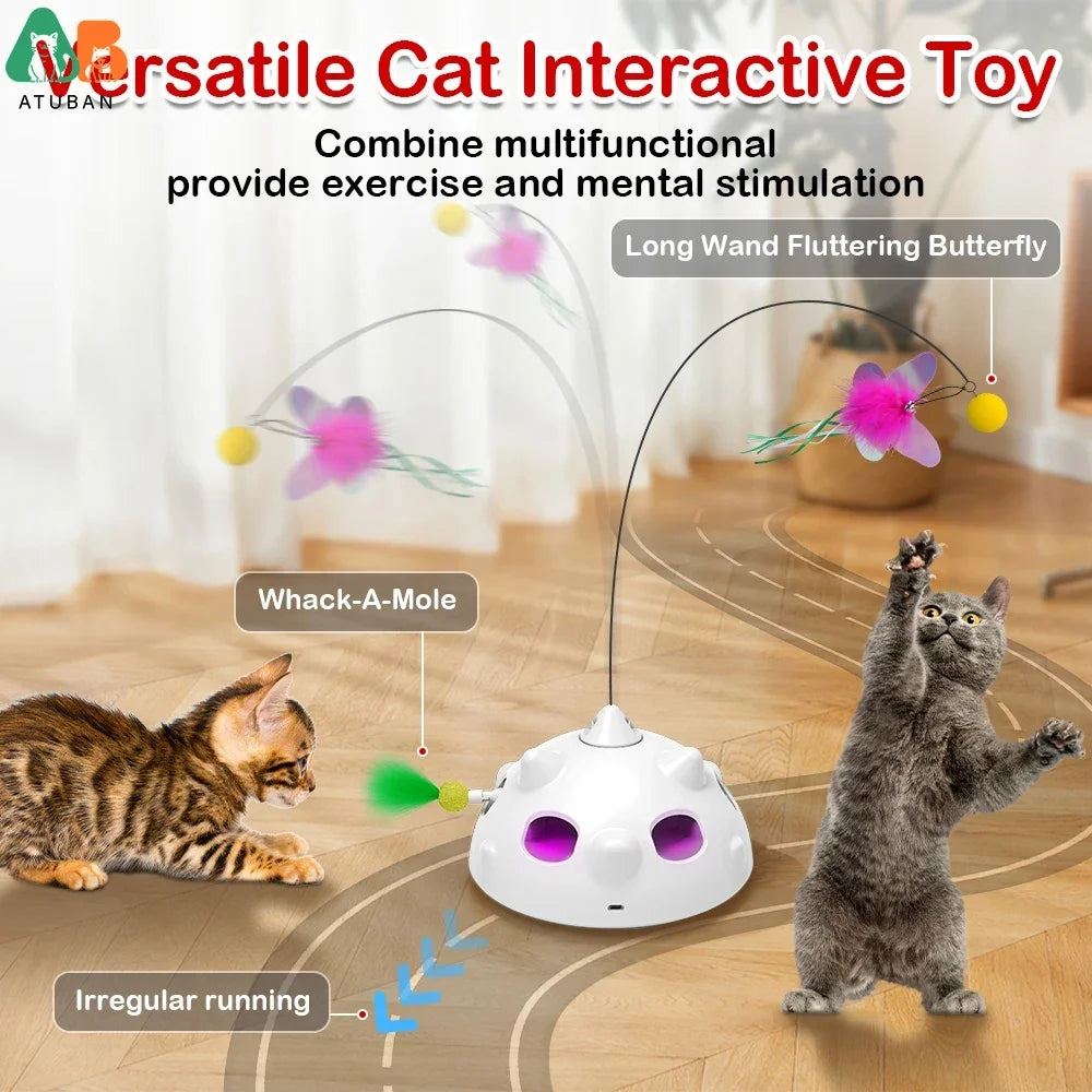 Interactive Ambush Cat Toy Random Shooting Feather Flying Butterfly Balls LED Light Cat Automatic Toy for Indoor Cat Kitten-L08