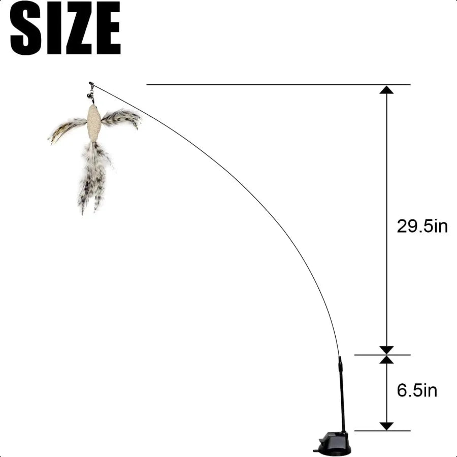 Cat Feather Toys Suction Cup2 Cat Wands 8Pcs Birds and Insects Dragoy Grasshopper Simulation Feather Refills with Bells Interac