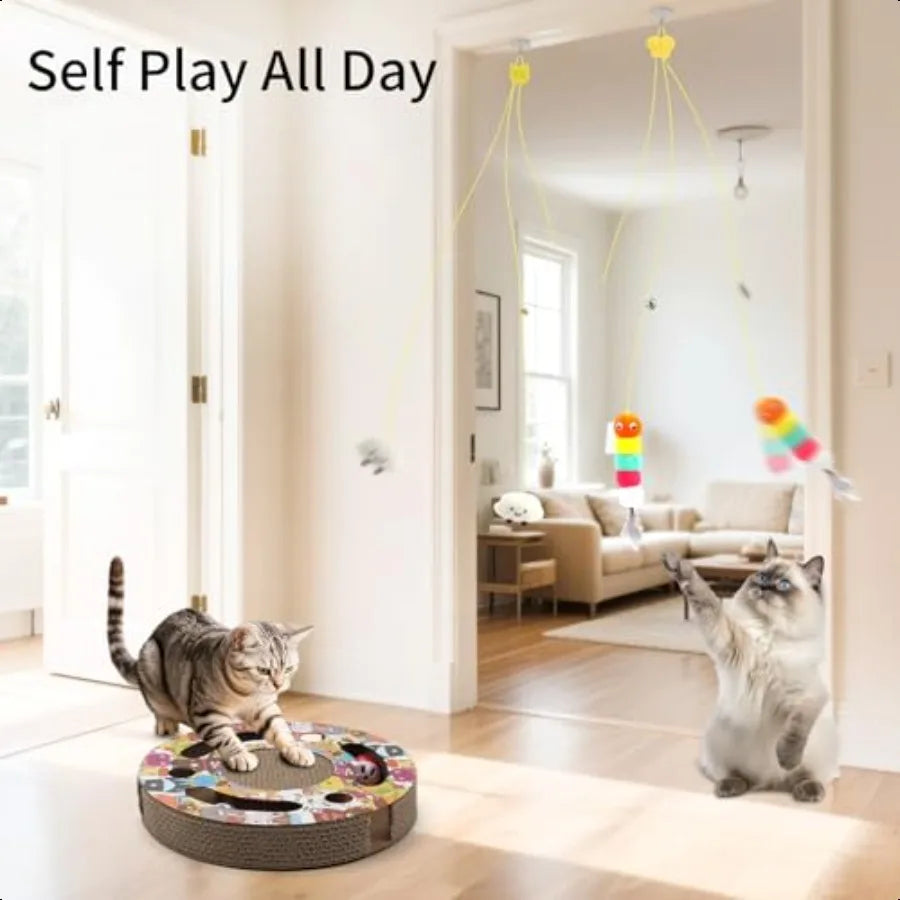 40 Pieces Cat Toys for Indoor Cats Kitty with Interactive Cat Tunnel Scratcher Feather Wand Plush Ball Toy Cat Collar Catnip To