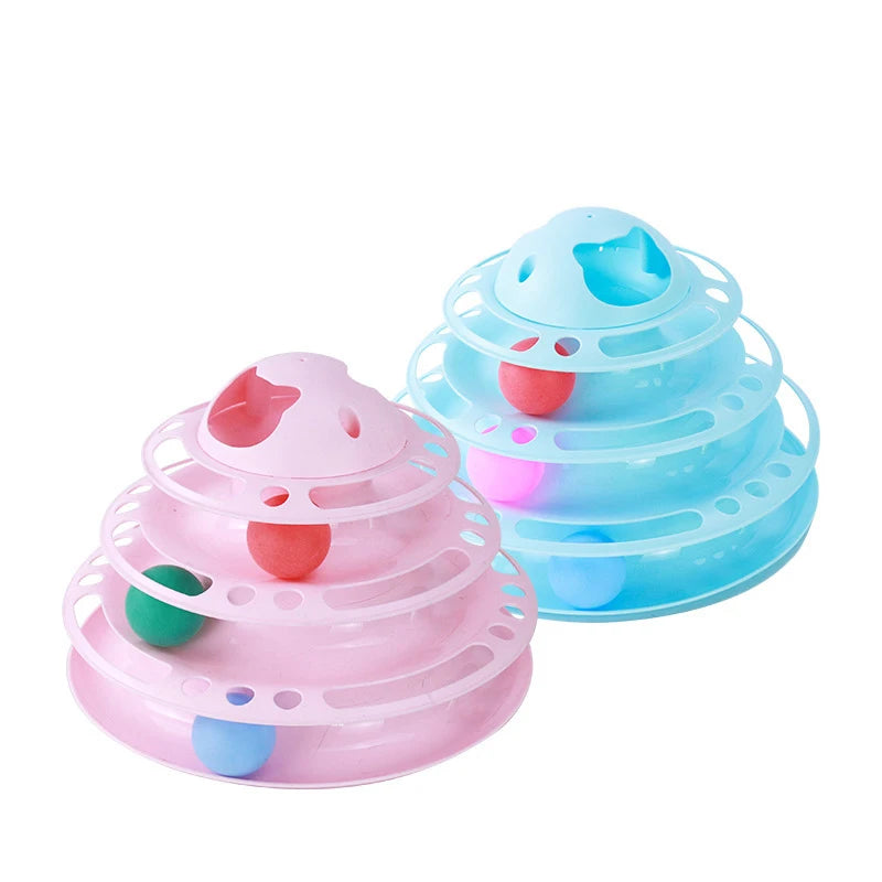 Interactive Cat Toy Tower with Rotating Balls, 3-Level Paw Track for Fun Kitten Play & Pet Supplies