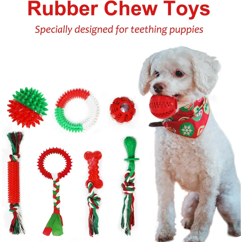 Dog Toys Bulk 15 Pack, Puppy Chew Toys for Teething Small Medium Puppies Including Variety Tough Rubber and Rope Toys