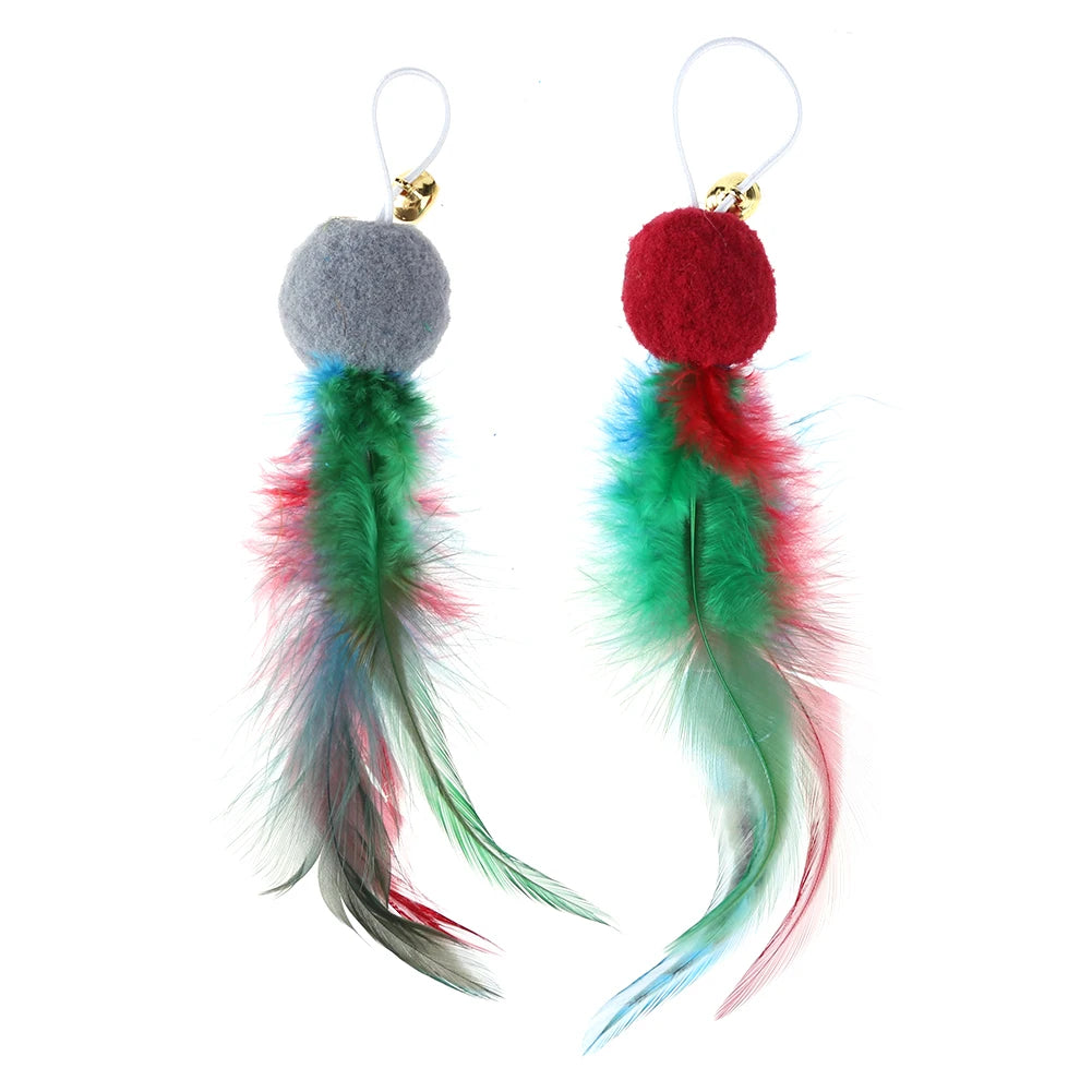 10Pcs Replacement Cat Feather Toys with Bell Cat Teaser Toy Cat Wand Toy Refills Interactive Cat Toys for Indoor Cats