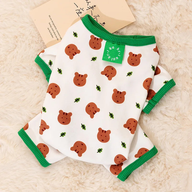 Pet Dog Clothes Striped Smile Print Jumpsuits Chihuahua Sweet Pajamas Puppy Cat Warm Pajamas Autumn Pet Costume Poodle Maltes