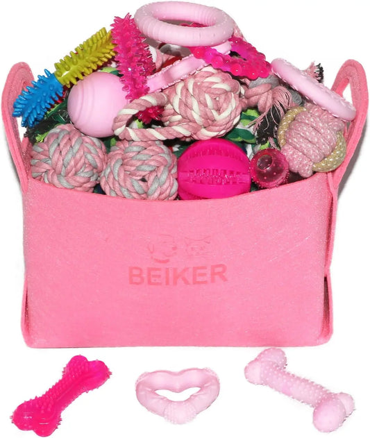 Dog Toys Bulk 15 Pack, Puppy Chew Toys for Teething Small Medium Puppies Including Variety Tough Rubber and Rope Toys