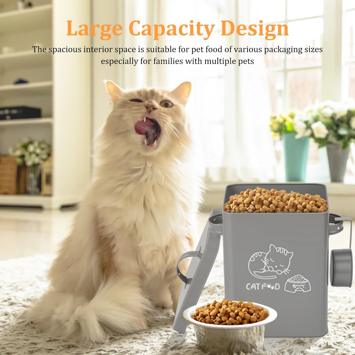 Dog and Cat Food Storage Container Large Capacity Solid Pet Food Container Practical Dog Treat Holder Organizer for Home