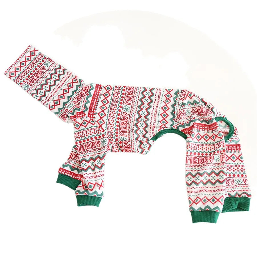 Multi Christmas High Collar Warm Full Cover 4 Legged Thing Dog Clothes Indoor Valentine's Day  Fleece Pajamas Sweatshirts