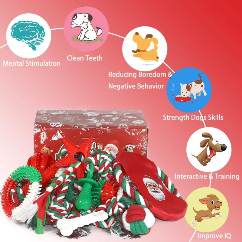 Dog Toys Bulk 15 Pack, Puppy Chew Toys for Teething Small Medium Puppies Including Variety Tough Rubber and Rope Toys