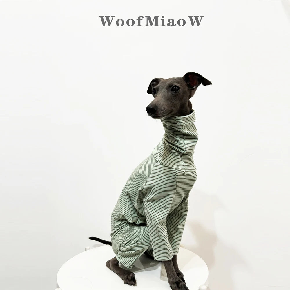 Italian Greyhound warm Clothes Fashion Striped Velvet Soft and Comfortable Dog Green stripe Hoodie Home Clothes