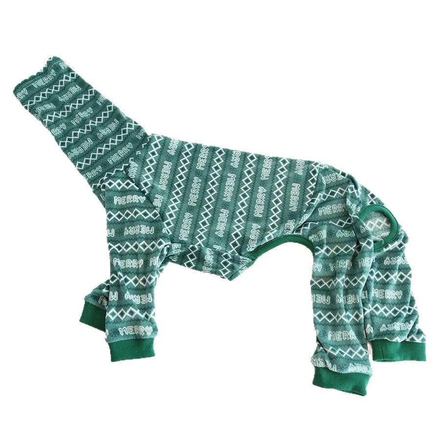 Multi Christmas High Collar Warm Full Cover 4 Legged Thing Dog Clothes Indoor Valentine's Day  Fleece Pajamas Sweatshirts