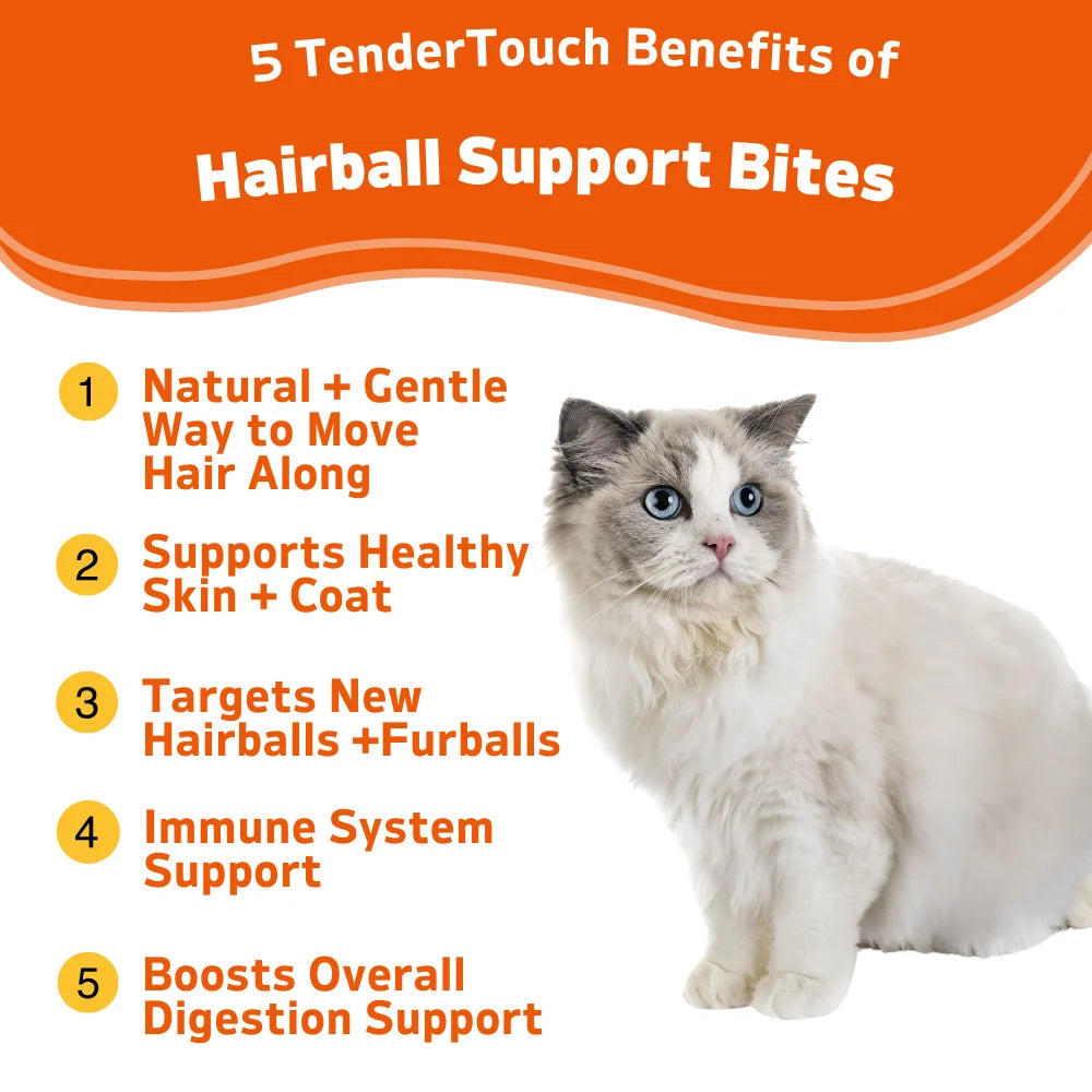 360 Chews - 3 Pack (3 x 180g/6.35oz) 540g/19.1oz - TenderTouch Cat Hairball Support Chews - Hairball Supoort Cat Treats