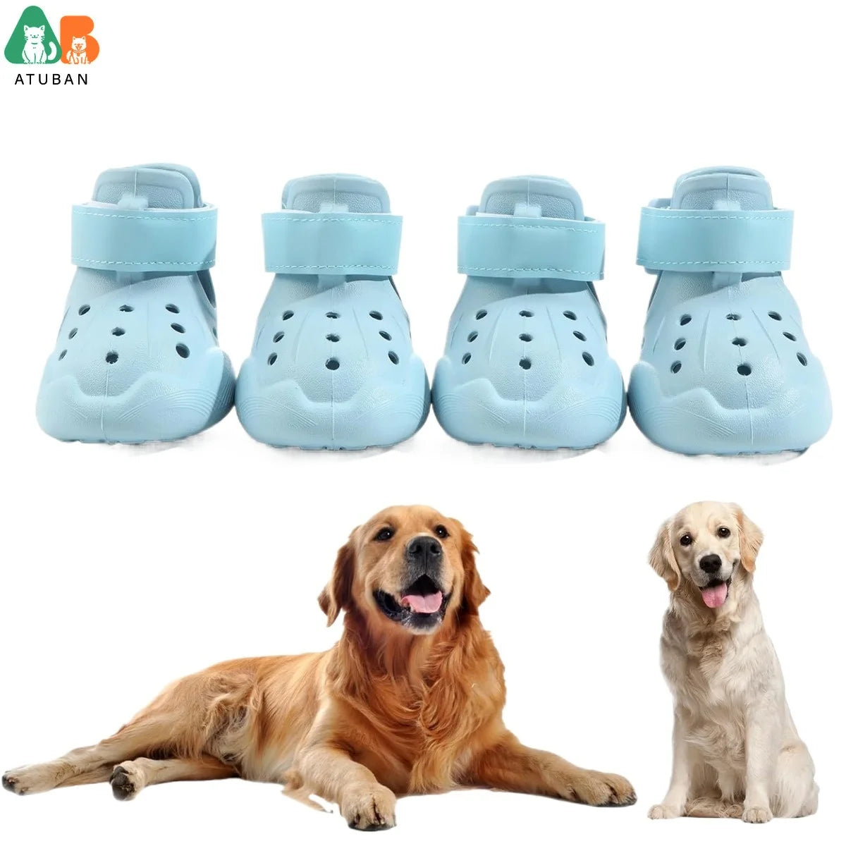 Dog Shoes,Non-Slip Waterproof Dog Boots,Dog Booties Sandals for Dogs, Easy ON&Off Adjustable Easy-Clean Boots for Beach Outdoor