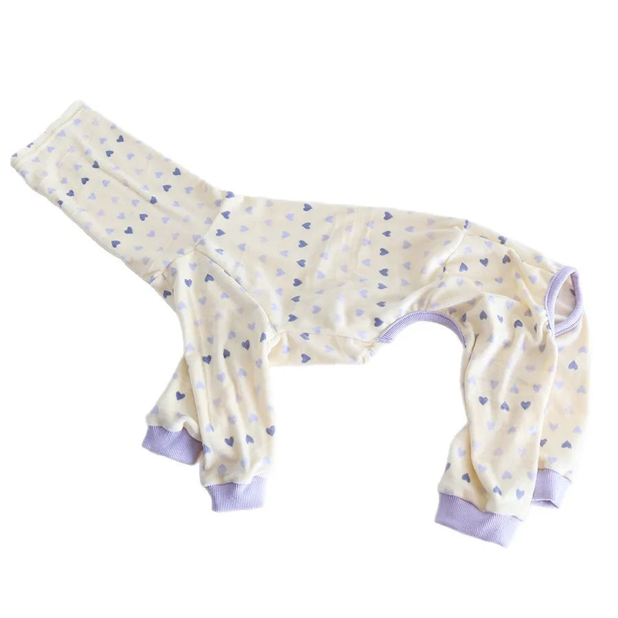 Multi Christmas High Collar Warm Full Cover 4 Legged Thing Dog Clothes Indoor Valentine's Day  Fleece Pajamas Sweatshirts