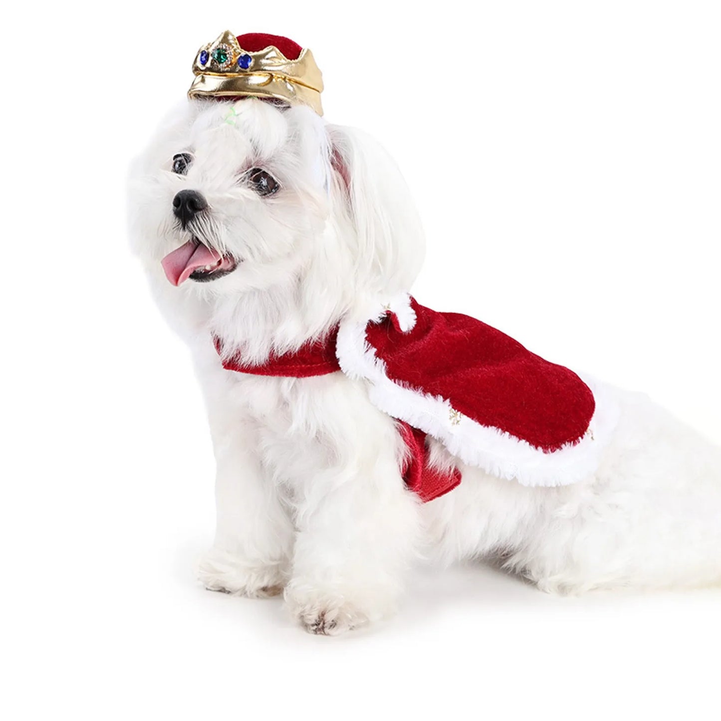 Pet Couple Costume Set for Dogs Cats Halloween Christmas Cosplay Costume with Regal Crowns Hat Capes Dress-Up Your Pet In Style