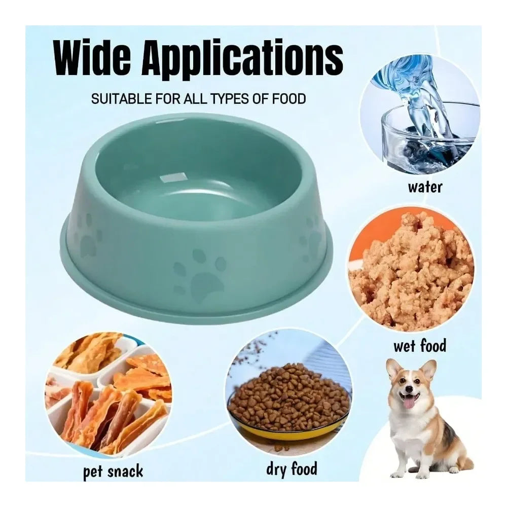 Dog Supplies Dogs Accessories Pack Plastic Dog Bowl, 10 Oz Reusable Pet Food And Bowl With Cute Print, Stackable Puppy Feeding B