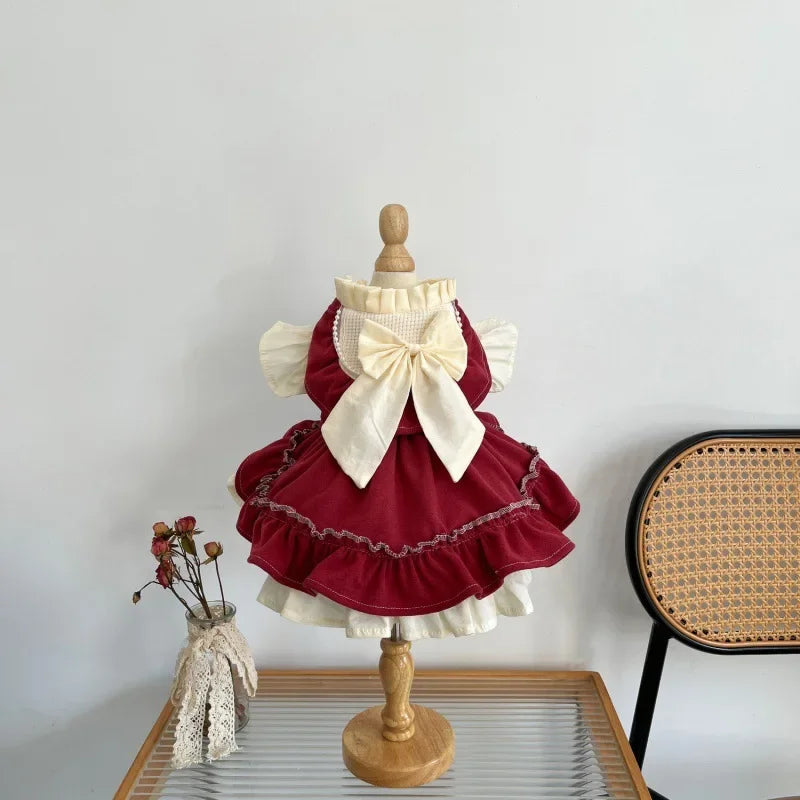 Cat Skirt Bow Princess Skirt Pet Lolita Dress Teddy Bichon Yorkshire Terrier Dog Skirt