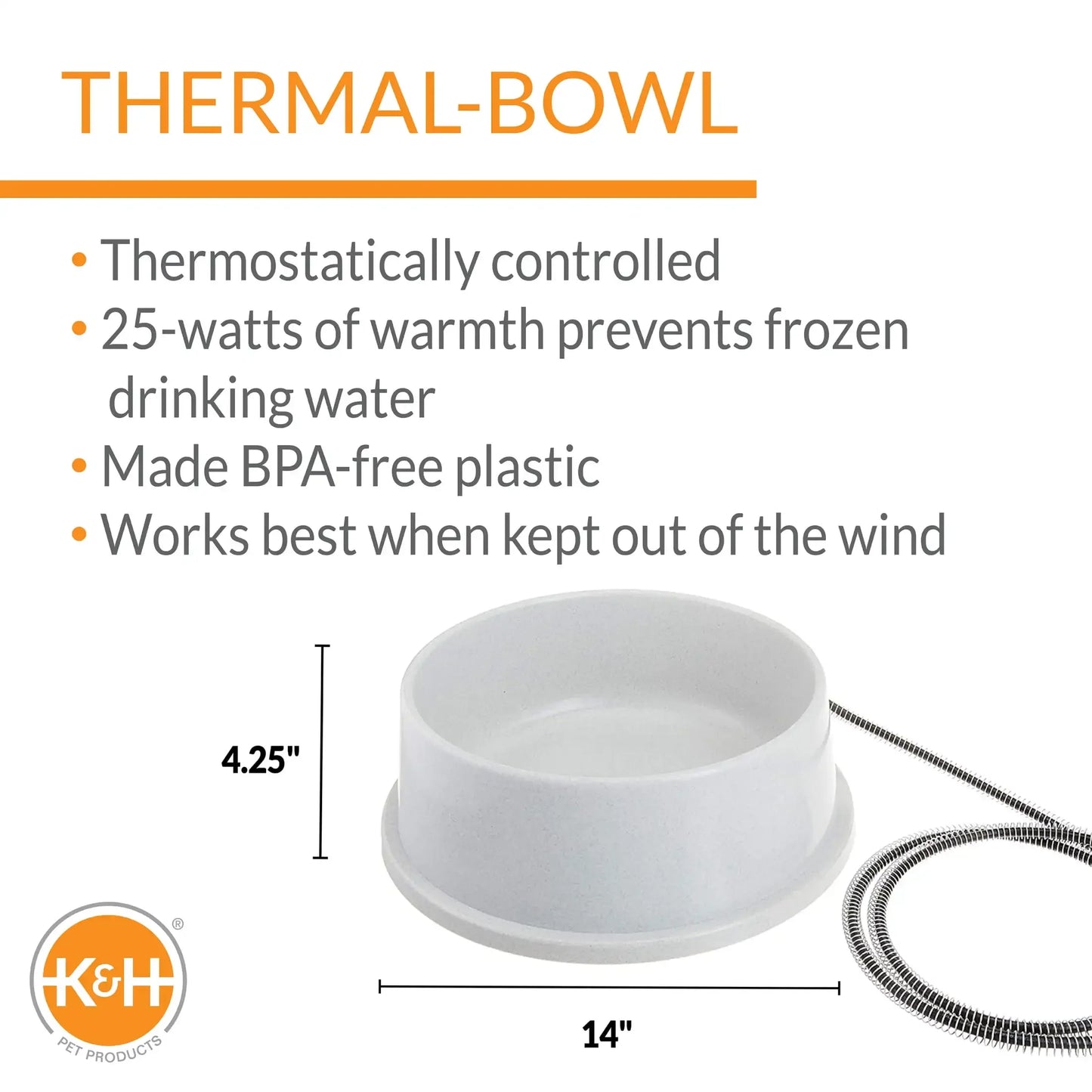 Outdoor Heated Cat & Dog Water Bowl Granite 1.5 Gallons